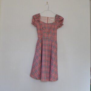 Pink Checkered Plaid Ruffle A-line Midi Dress | Size XS